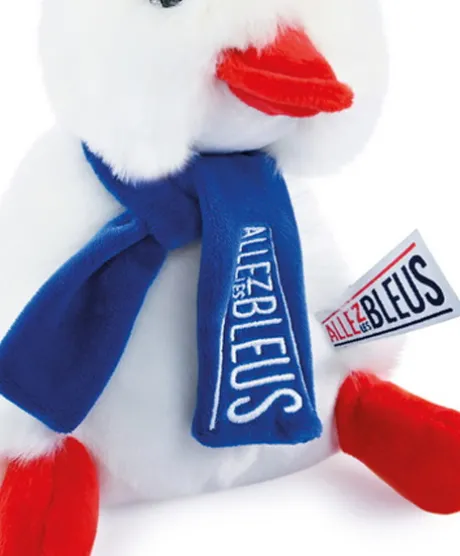 Allez les Bleus - Peluche poussin Cocorico blanc avec écharpe supporter - 20 cm