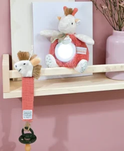 Attache sucette girafe - 18 cm - Corail