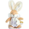 Attache sucette lapin de sucre blanc - 21 cm
