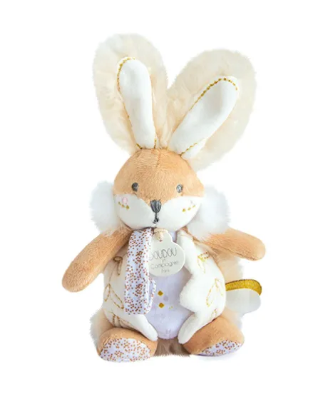 Attache sucette lapin de sucre blanc - 21 cm