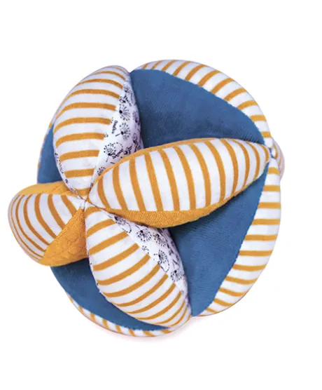 Balle d'éveil bébé avec Hochet - Pollen l'abeille en coton BIO - 15 cm - Modèle aléatoire