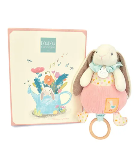 Boite à musique rose LAPIN CIBOULETTE - 20 cm
