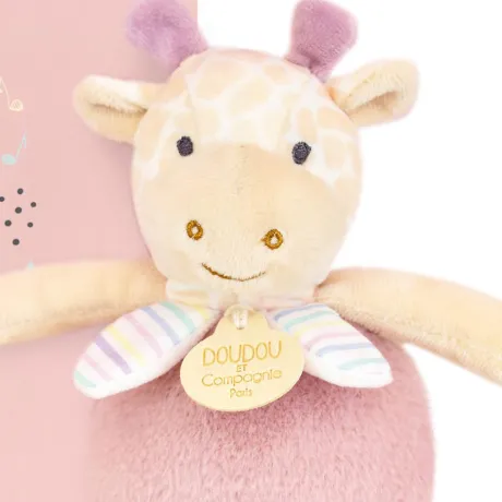Boite a musique bebe - Girafe rose - 20 cm