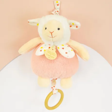 Boite a musique bebe - Mouton orange clair - 20 cm