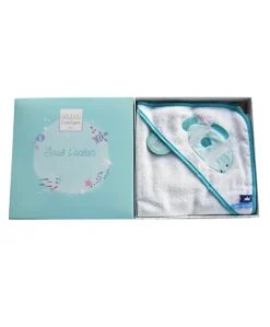 Cape de bain bébé poisson vert - 80 x 80  cm