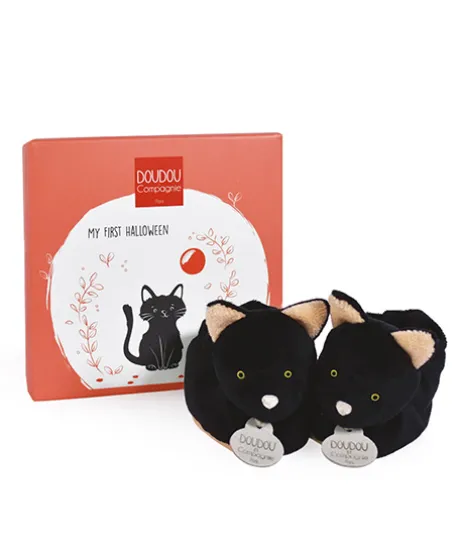 Chaussons bébé Chat noir - 0-6 mois
