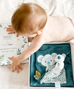 Coffret cadeau cape de bain et Doudou Yoca le koala - 80 x 80 cm