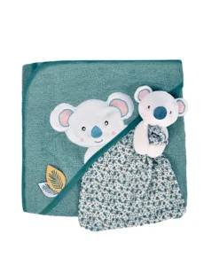 Coffret cadeau cape de bain et Doudou Yoca le koala - 80 x 80 cm