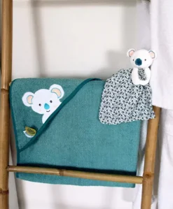 Coffret cadeau cape de bain et Doudou Yoca le koala - 80 x 80 cm