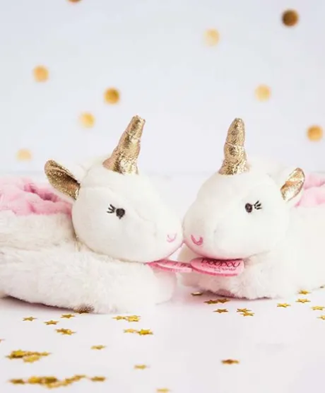 Coffret cadeau naissance chaussons bébé Licorne avec hochet - 0/6 mois