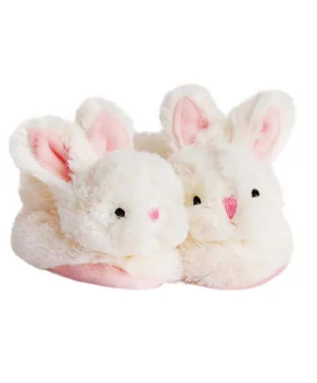 Coffret cadeau naissance chaussons lapin rose avec hochet - 0/6 mois