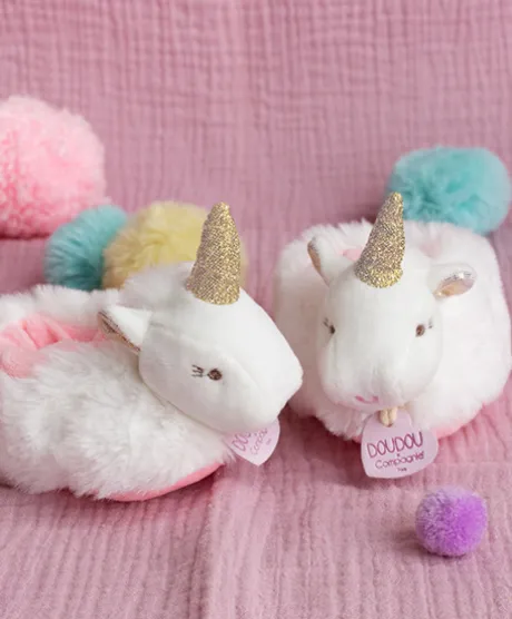 Coffret cadeau naissance chaussons bébé Licorne avec hochet - 0/6 mois