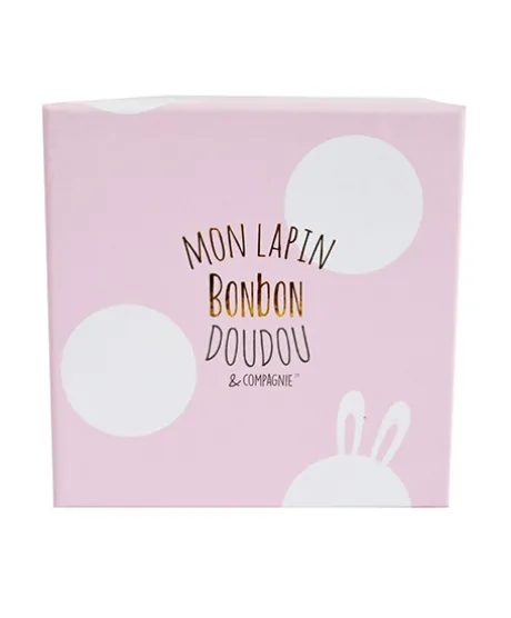 Coffret cadeau naissance chaussons lapin rose avec hochet - 0/6 mois