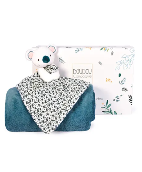 Coffret cadeau plaid et Doudou Yoca le koala - 70 x 100 cm