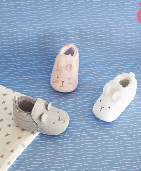 Coffret chaussons Bébé gris - 0/6 mois
