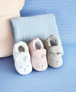 Coffret chaussons Bébé gris - 0/6 mois