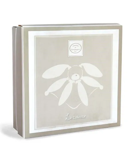 Coffret Doudou lapin pétales Collector taupe - 28 cm