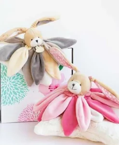 Coffret Doudou lapin pétales Collector taupe - 28 cm