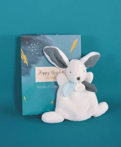 Coffret Mini Doudou Lapin bleu - Happy Pop - 17 cm