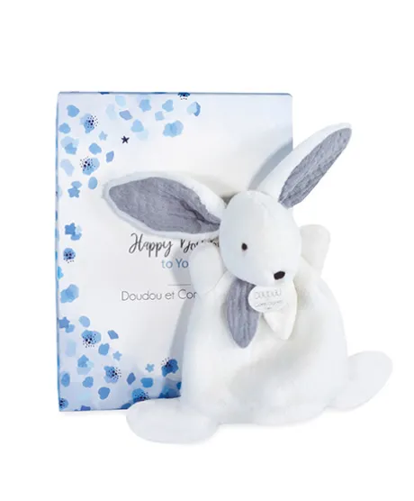 Coffret Mini Doudou Lapin Bleu - Happy Glossy - 17 cm