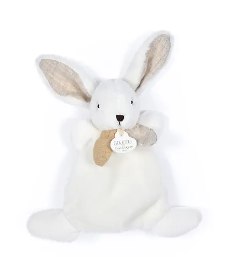 Coffret Mini Doudou plat Lapin beige - Happy Wild - 17 cm
