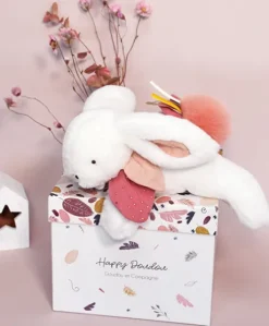Coffret Pantin Lapin Vieux rose - Happy Boho - 25 cm