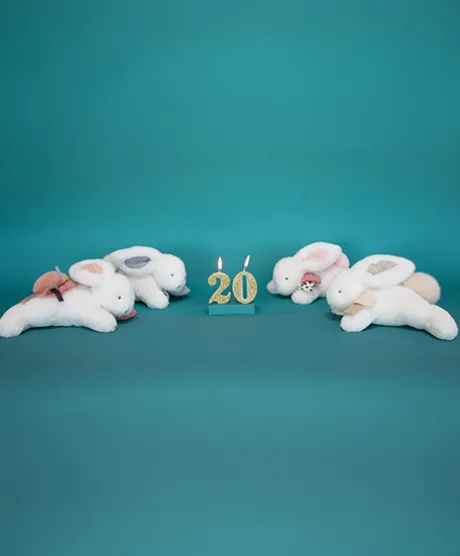 Coffret Pantin Lapin Vieux rose - Happy Boho - 25 cm