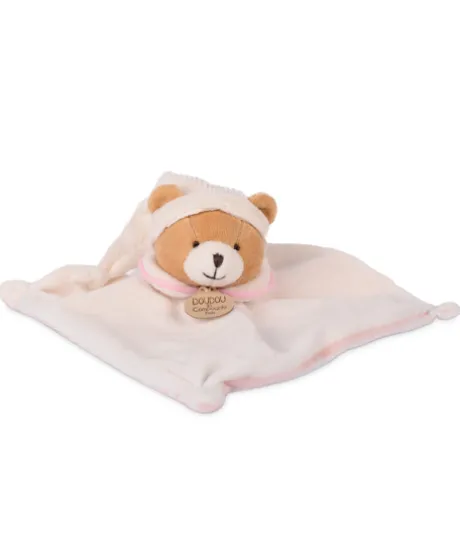Doudou 202 - L'Original ! - Doudou plat Ours rose - 25 cm