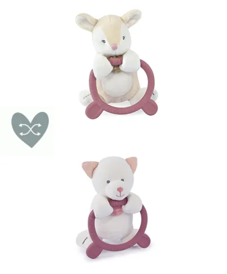 Doudou anneau de dentition - Hochet - HOULAHOP - Rose clair