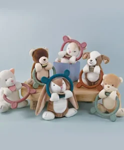Doudou anneau de dentition - Hochet - HOULAHOP - terracota-bleu marine