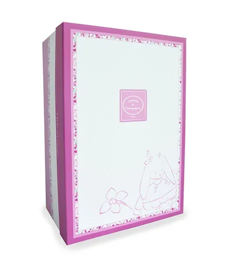 Doudou attache sucette lapin Cerise rose - 17 cm