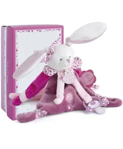 Doudou attache sucette lapin Cerise rose - 17 cm