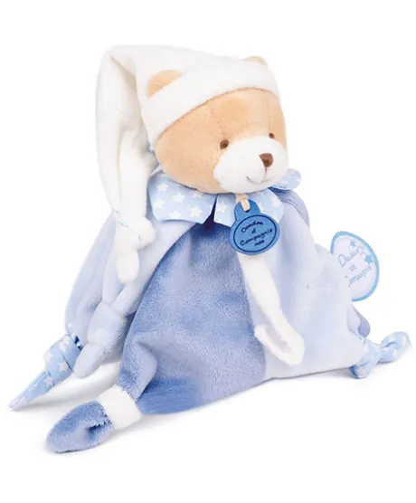 Doudou attache sucette ours Petit chou - Bleu - 17 cm