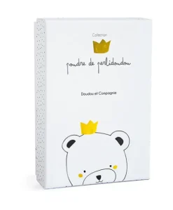 Doudou attache sucette ours Petit Roi marron - 15 cm