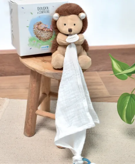 Doudou attache sucette peluche Hérisson - 12 cm - Unicef