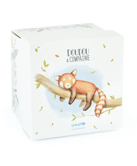 Doudou attache sucette peluche panda roux - 12 cm - Unicef