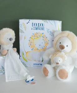 Doudou attache sucette peluche lion - 12 cm - Unicef