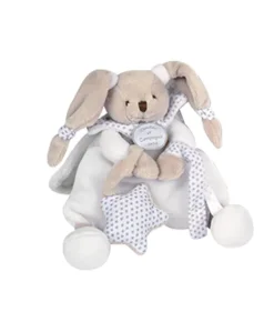 Doudou attache tétine lapin blanc Céleste