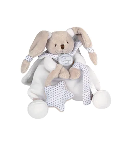 Doudou attache tétine lapin blanc Céleste