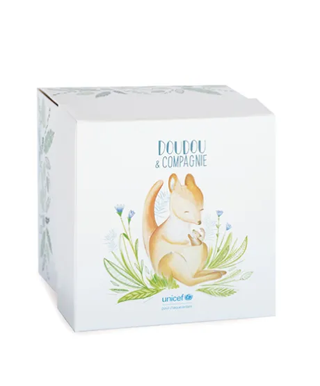 Doudou attache-sucette peluche kangourou - 12 cm - Unicef