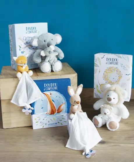 Doudou attache-sucette peluche kangourou - 12 cm - Unicef