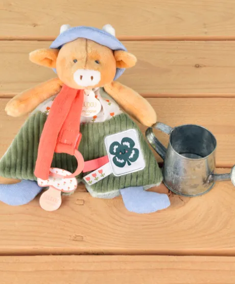 Doudou attache-sucette Vache Anette - 19 cm