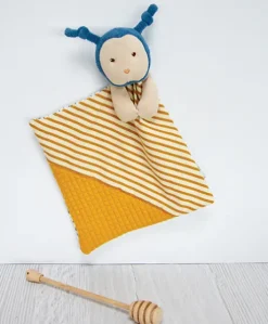 Doudou bébé abeille Pollen en coton BIO - 20 cm - modèle aléatoire