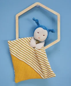 Doudou bébé abeille Pollen en coton BIO - 20 cm - modèle aléatoire