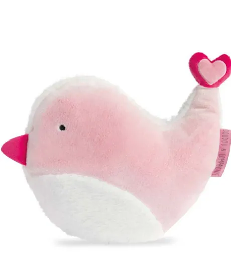 Doudou coussin oiseau rose