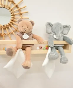 Doudou Elephant gris avec mouchoir - Sweety - 25 cm