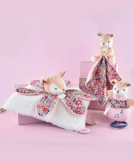 Doudou FAON blanc avec pétales - BOH'AIME -