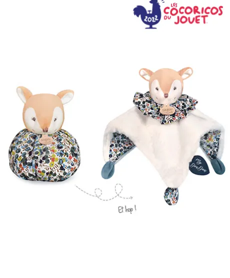 Doudou Faon marron - Cocon - Balle d'éveil - 3 EN 1