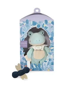 Doudou grenouille verte avec libellule - "Ma petite grenouille"