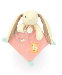 Doudou hochet bebe lapin rose - LAPIN CIBOULETTE - 21 cm